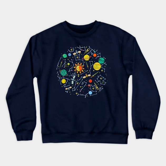 Galaxy of stars and planets Crewneck Sweatshirt by richhwalsh